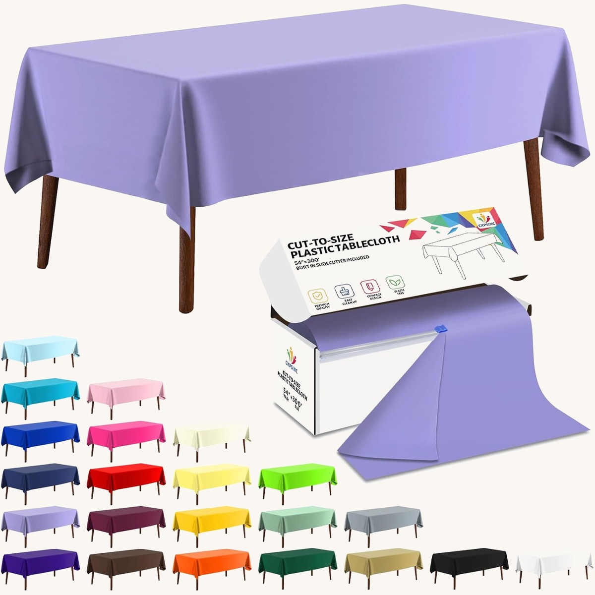 CXPSINC Purple table cover roll, 54 in x 300 ft