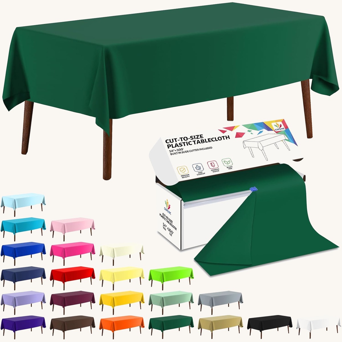 CXPSINC Green table cover roll, 54 in x 300 ft