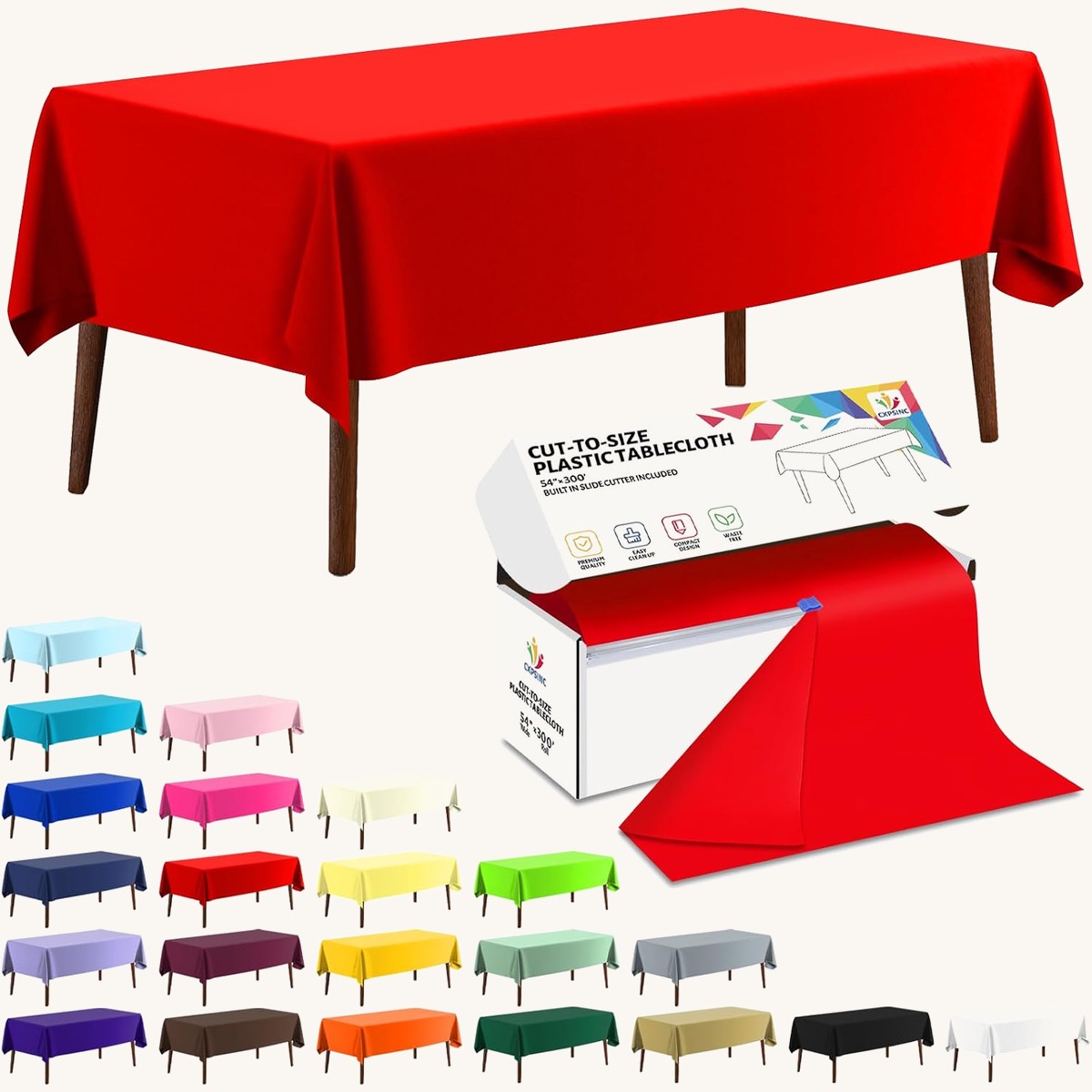 CXPSINC Red table cover roll, 54 in x 300 ft