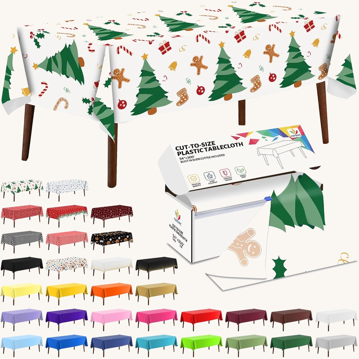 CXPSINC Christmas tree printed table cover roll