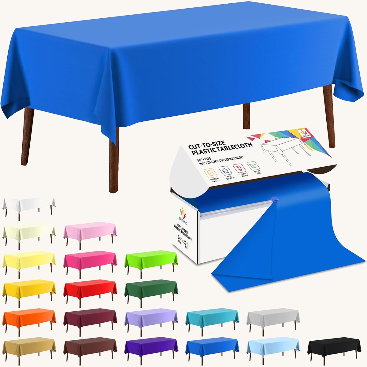 CXPSINC Blue table cover roll, 54 in x 200 ft
