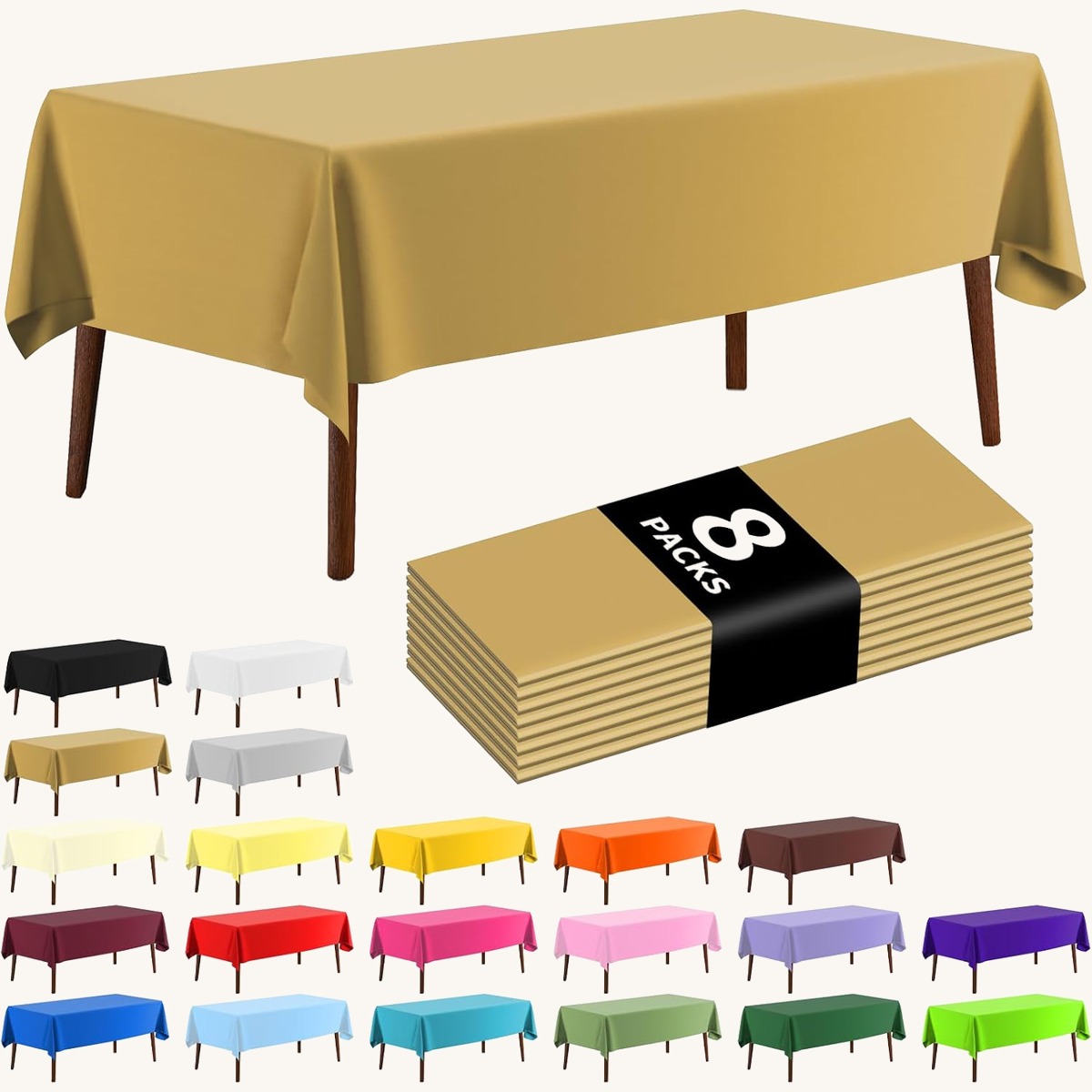 CXPSINC 54 x 108 rectangular disposable tablecloths for 8 foot tables