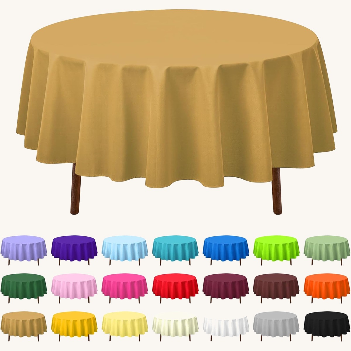 CXPSINC 8 Pack Premium Disposable Plastic Tablecloth 84 in Round Table Cover for Birthdays